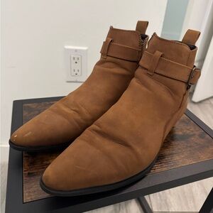 ASOS Tan Leather Buckle Boots
